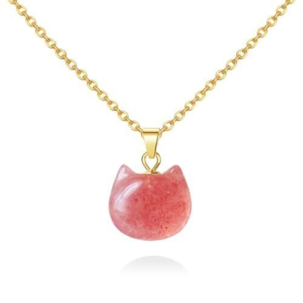 5826 Rose Crystal & Strawberry Crystals Necklace Set - 925 Sterling Silver